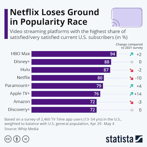 Netflix Loses Ground in Popularity Race