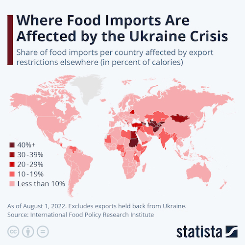 Where Food Imports Are Affected in the Ukraine Crisis