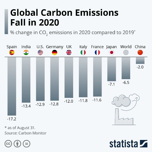 Global Carbon Emissions Fall in 2020