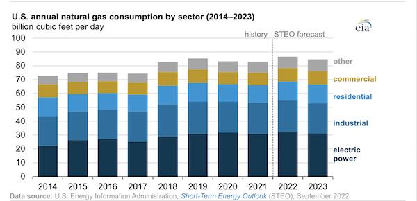 EIA forecasts record U.S. natural gas consumption in 2022