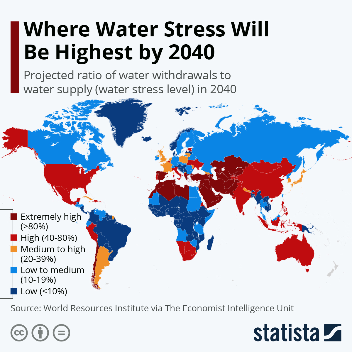 Where Water Stress Will Be Highest by 2040